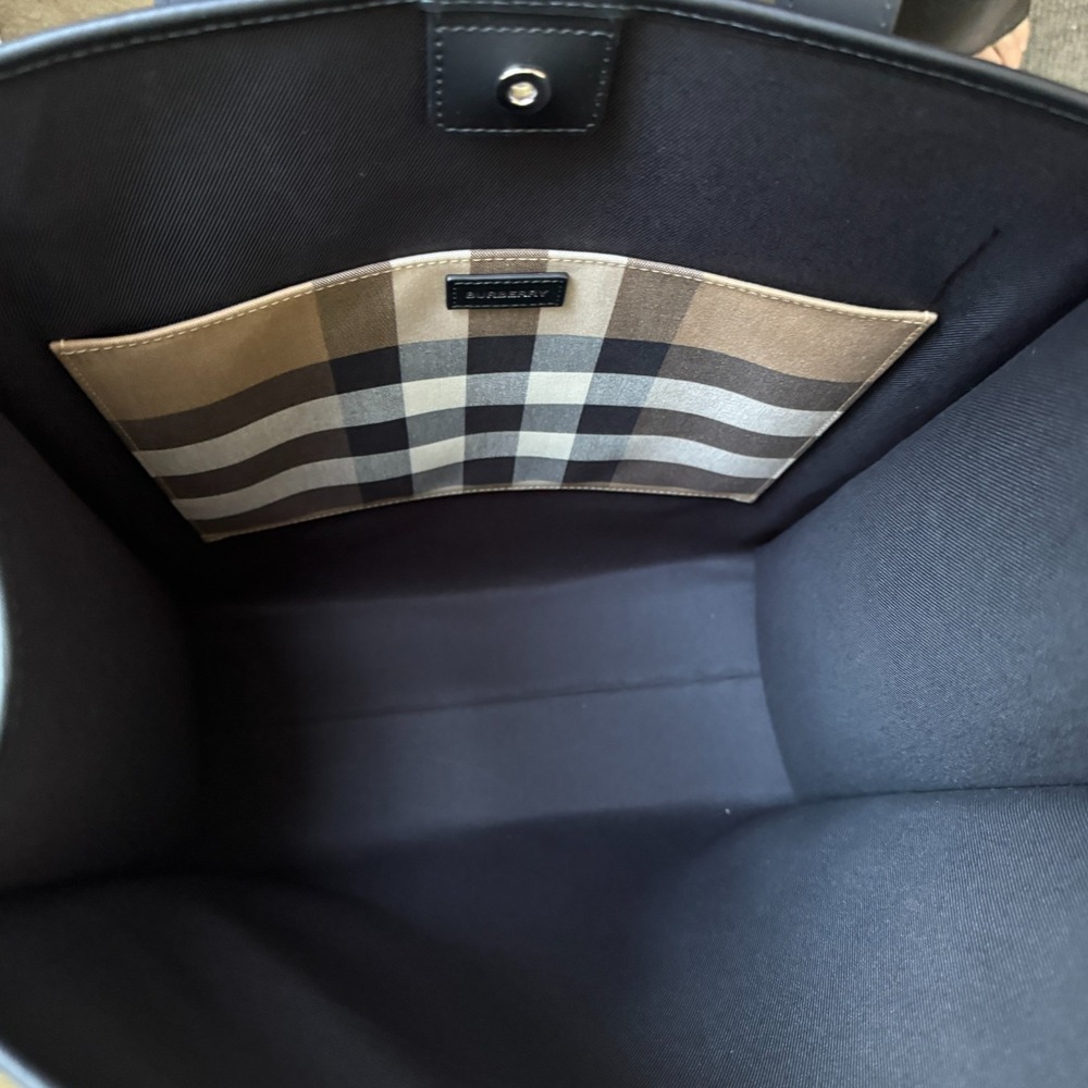 Burberry Classic Check Print Book Tote Bag, Fabric & Leather, 8084551 - Picture 8 of 16